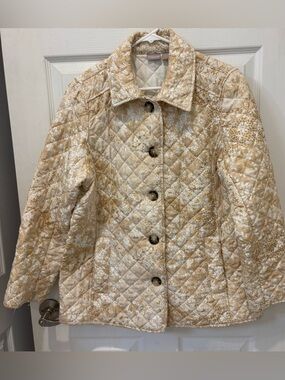 Chicos‎ Quilted Beige Patterned  Coat